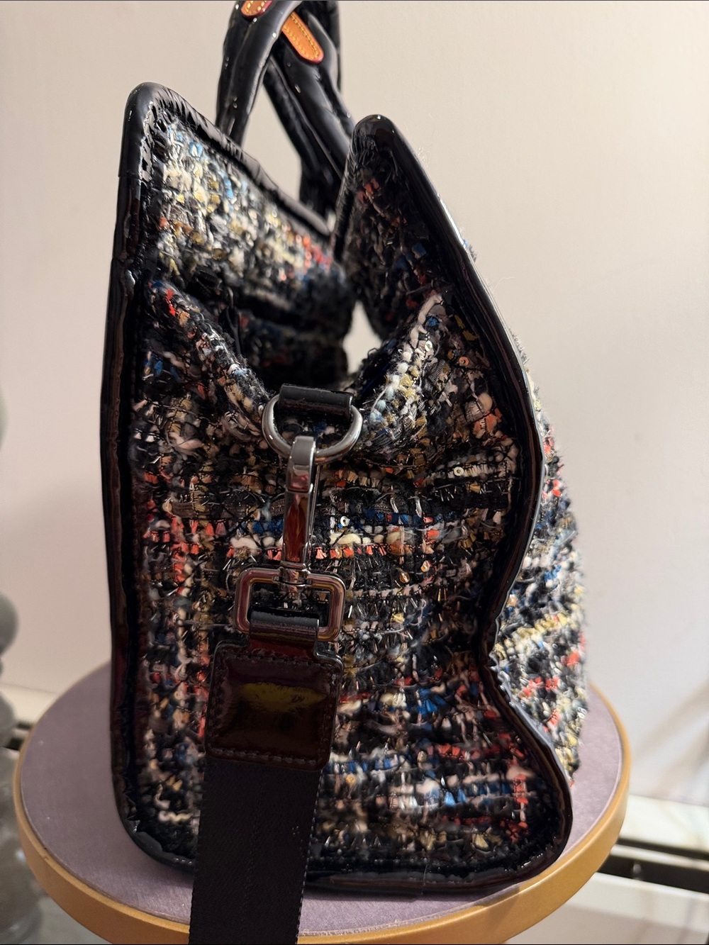 MZ Wallace Medium Box Tote in a multicolored tweed fabric also a crossbody - Picture 7 of 9